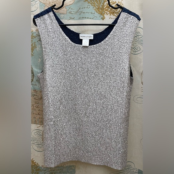 Drapers&Damons Womens Two Piece Metallic Blue Silver Ruched Open Front Blazer M - Picture 5 of 10